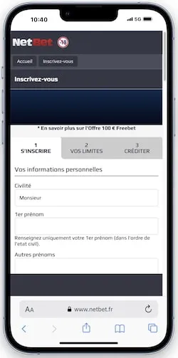 Créez un profil sur NetBet