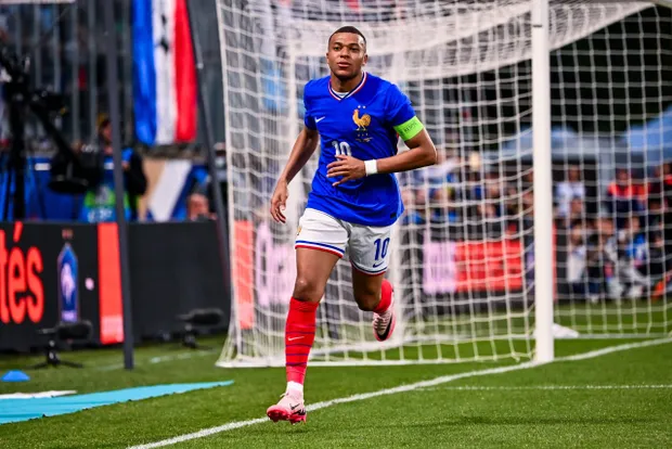 Kylian Mbappé après son but avec l'équipe de France face au Luxembourg.