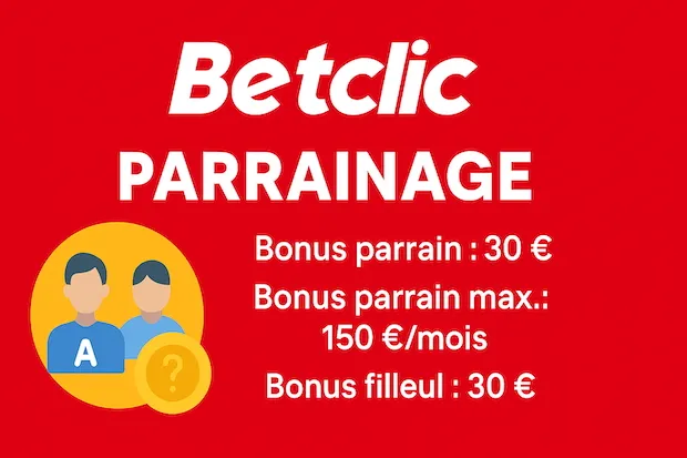 Gagnez 30 € en plus du bonus à l'inscription avec le parrainage Betclic
