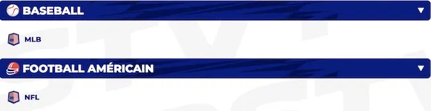 Baseball, foot US Parions Sport Live TV