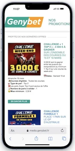 Offres promotionnelles Genybet