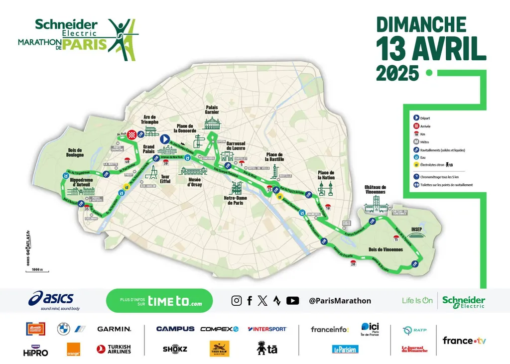 parcours marathon de paris 2025