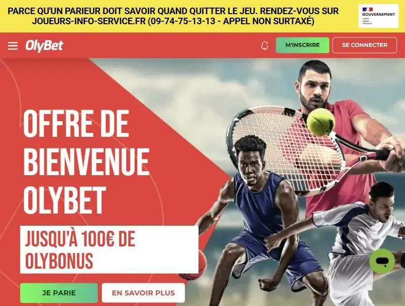 Page de l'offre de bienvenue OlyBet, jusqu'à 100 € de OlyBonus, capture du 30 octobre 2026