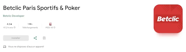 Installez l'application Betclic sur votre mobile Android