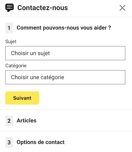Messagerie en direct service client unibet