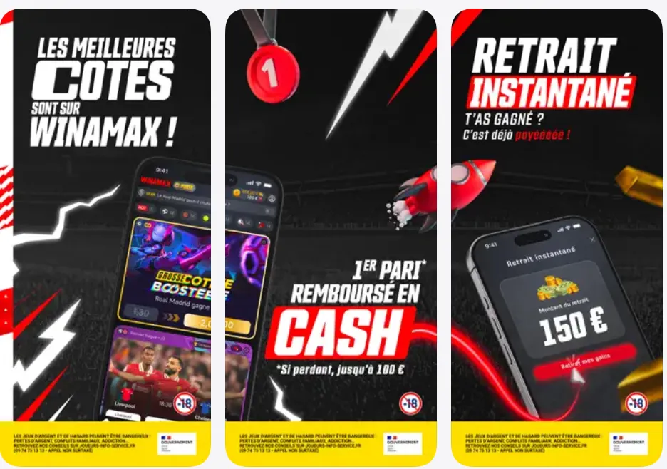 L'application Winamax pour les paris sportifs
