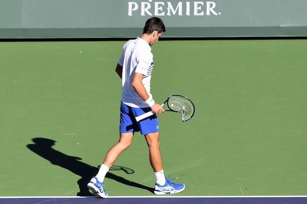 Novak Djokovic après la perte du premier set face à Philipp Kohlschreiber à Indain Wells, 2019