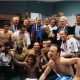 Jacques Chirac dans le vestiaire de l'Equipe de France lors de la Coupe du Monde 1998