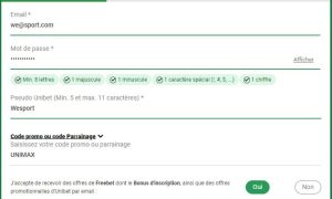 Inscription Unibet Wesport
