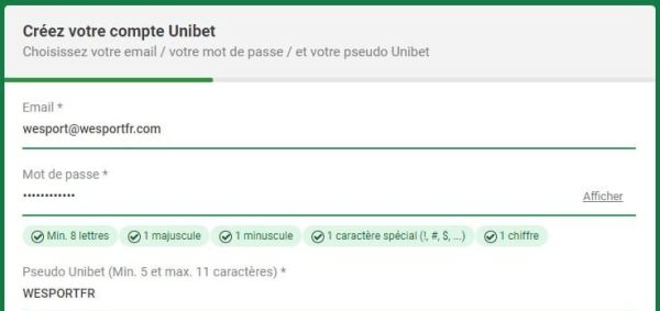 Inscription Unibet