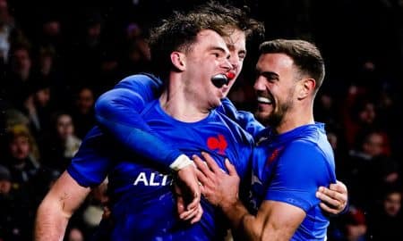 Penaud, Jaminet, Dumortier et l'équipe de France de rugby (Icon Sport)