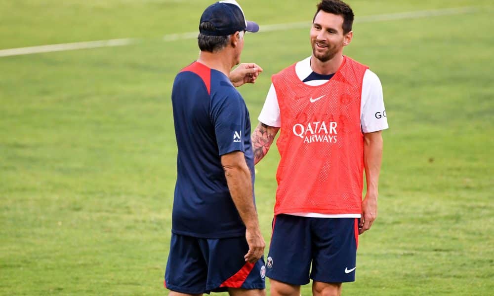 Christophe Galtier et Leo Messi à l'entraînement du PSG (iconsport)