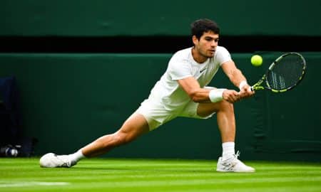 Carlos Alcaraz, numéro 1 mondial, affronte le Chilien Nicolas Jarry au troisième tour de Wimbledon ce samedi 8 juillet 2023 (iconsport)